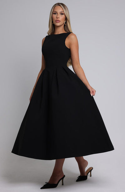 Women’s Midi Dress – Sleeveless A-Line – Fitted Bodice – Elegant Formal Silhouette