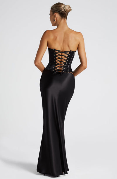Women’s Evening Gown - Strapless Corset Bodice - Floor Length - Elegant Formal Wear
