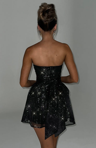 Women’s Strapless Dress - Sequin Embellished - A-Line Silhouette - Cocktail Fit
