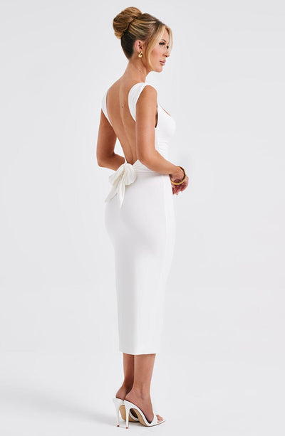Women’s Bodycon Midi Dress - Square Neckline - Sleeveless - Stretch Fit Elegant Style