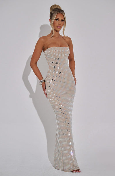 Women’s Evening Gown - Strapless Sequin - Floor Length Formal Elegant Dress