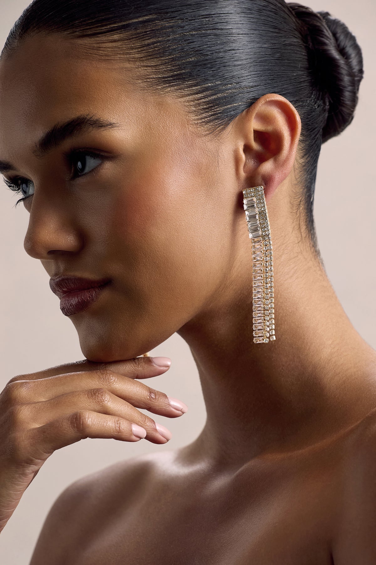 Women’s Statement Earrings - Long Dangle Design - Crystal Embellished - Elegant Style