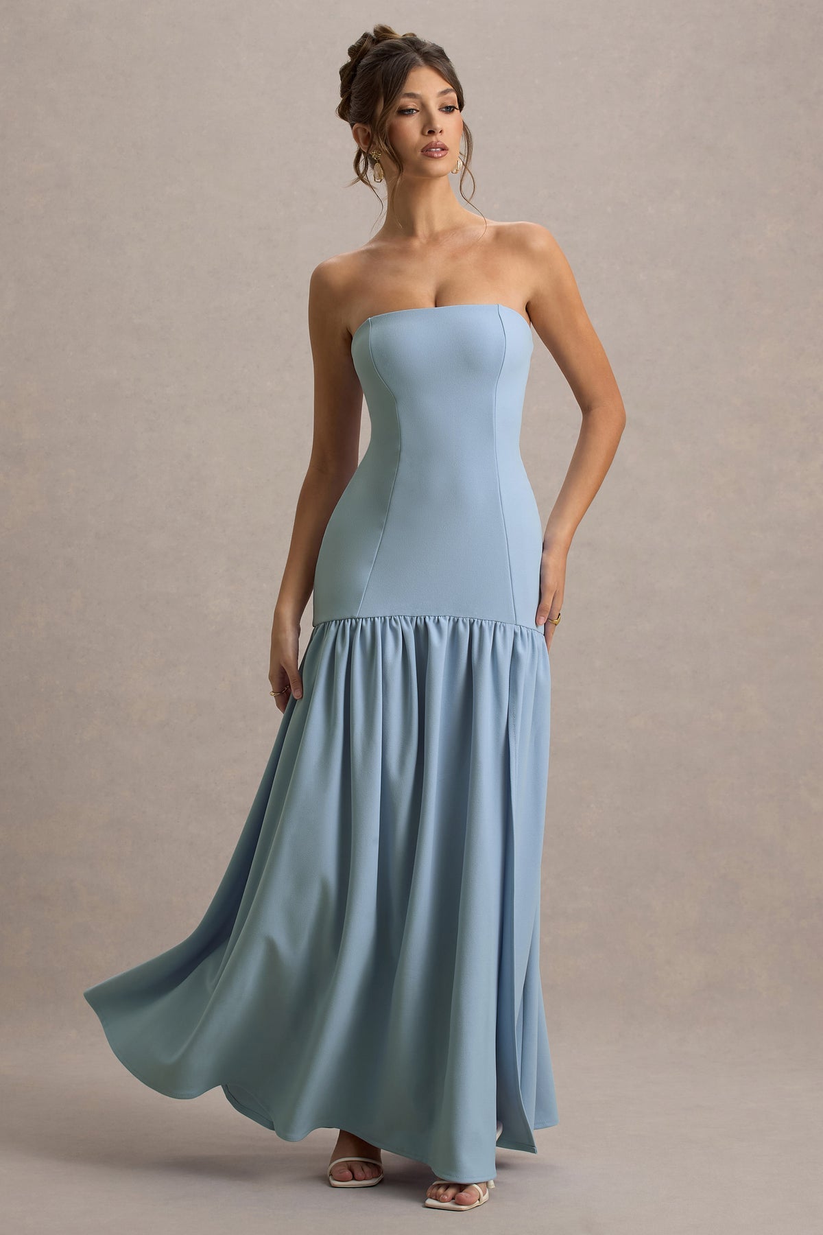 Women’s Evening Gown - Strapless Fitted Bodice - High Slit Flowing Skirt - Elegant Formal Wear
