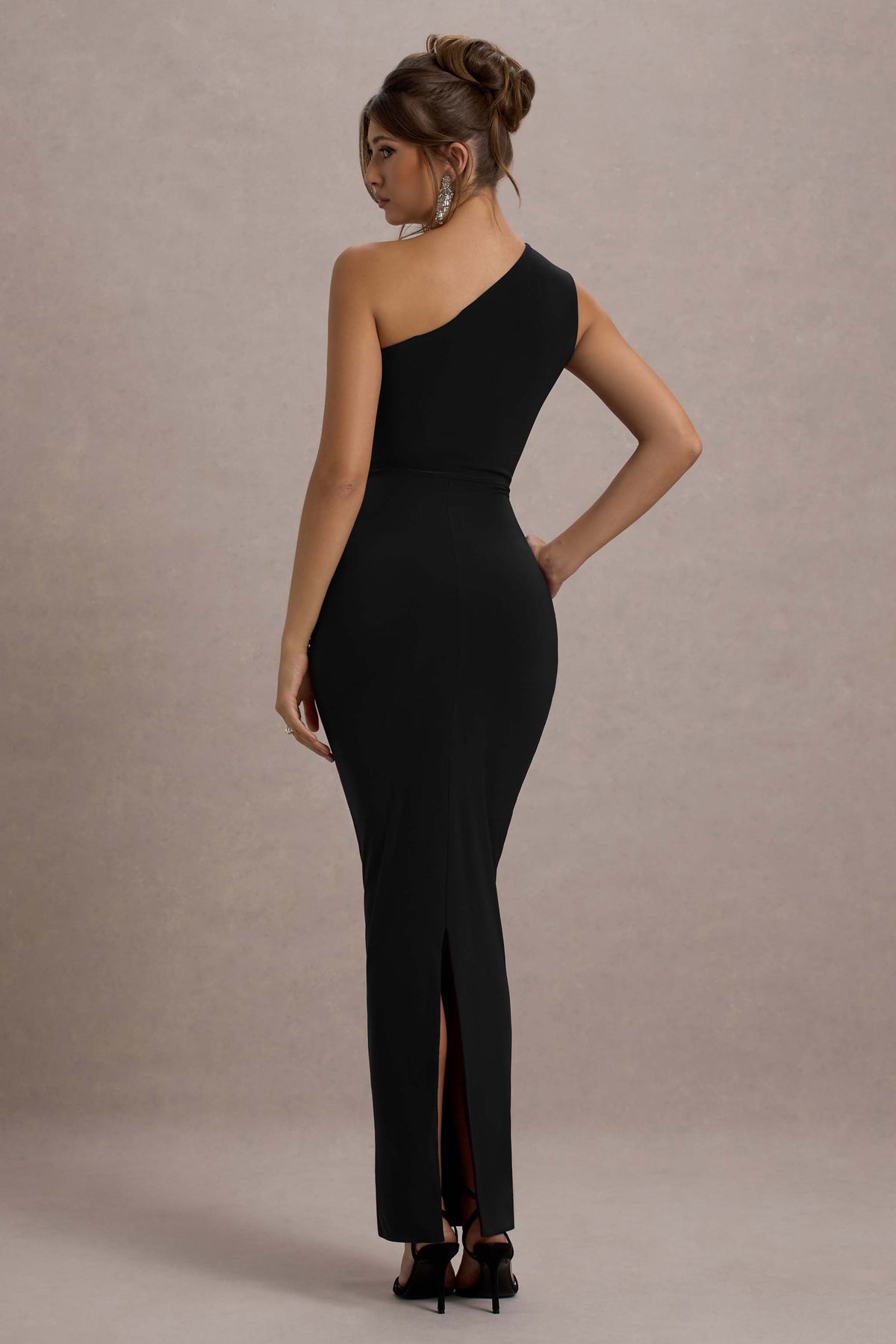Women’s Evening Gown - One Shoulder - Floor Length - Ruched Waist - Slim Fit Formal Wear