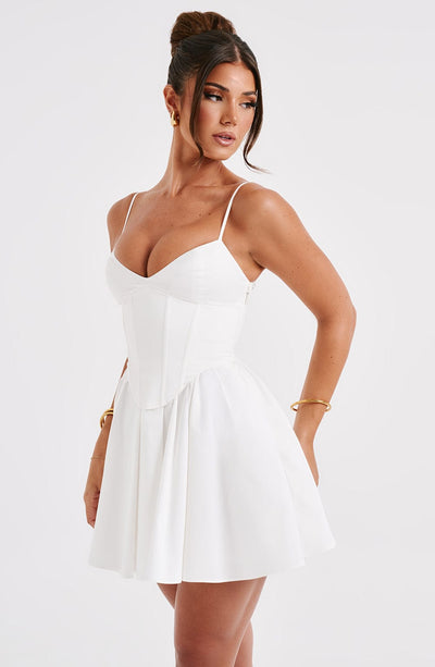 Women’s Dress - Sweetheart Neckline - Spaghetti Straps - Corset Bodice - A-Line Fit