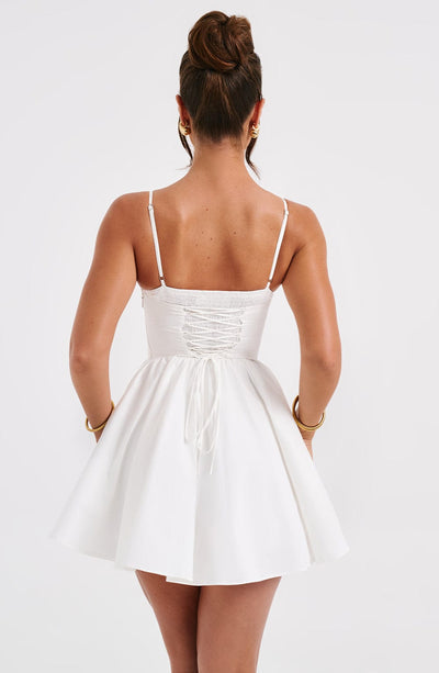 Women’s Dress - Sweetheart Neckline - Spaghetti Straps - Corset Bodice - A-Line Fit