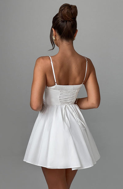 Women’s Dress - Sweetheart Neckline - Spaghetti Straps - Corset Bodice - A-Line Fit