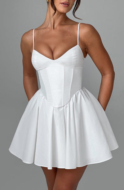 Women’s Dress - Sweetheart Neckline - Spaghetti Straps - Corset Bodice - A-Line Fit