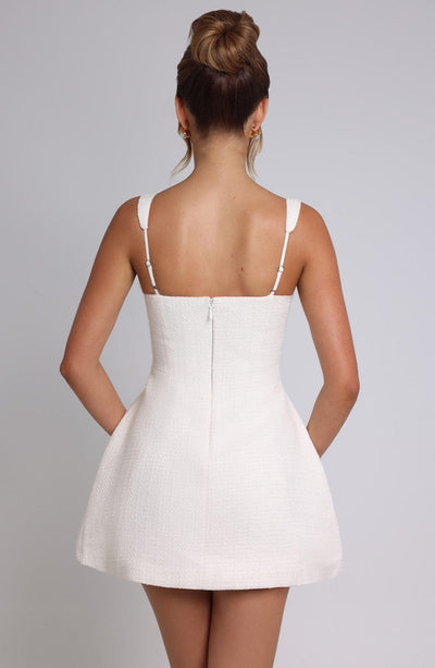Women’s A-Line Dress - Square Neck - Wide Straps - Short Length - Button Pocket Detail