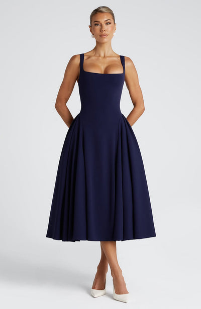 Betty-Midi-robe-bleu-marine