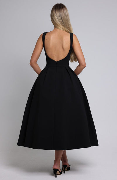 Women’s Midi Dress – Sleeveless A-Line – Fitted Bodice – Elegant Formal Silhouette
