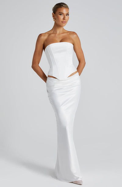 Women’s Evening Gown - Strapless Corset Bodice - Floor Length - Elegant Formal Wear