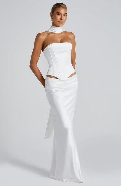 Women’s Evening Gown - Strapless Corset Bodice - Floor Length - Elegant Formal Wear