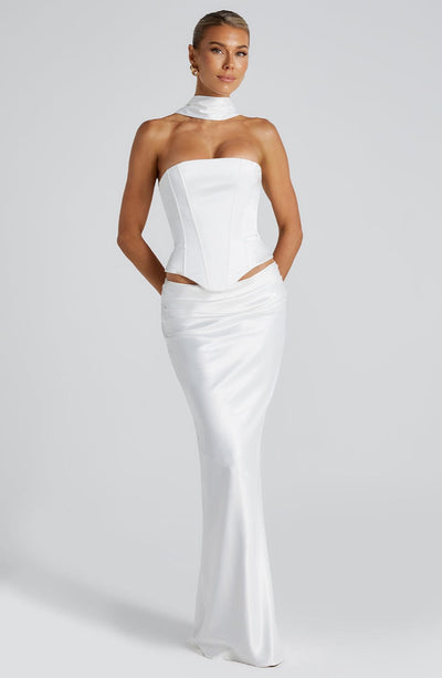 Women’s Evening Gown - Strapless Corset Bodice - Floor Length - Elegant Formal Wear