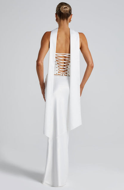 Women’s Evening Gown - Strapless Corset Bodice - Floor Length - Elegant Formal Wear