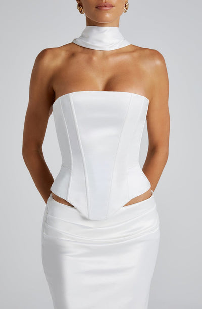 Women’s Evening Gown - Strapless Corset Bodice - Floor Length - Elegant Formal Wear