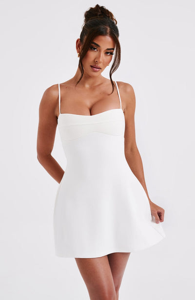 Women’s Mini Dress - A-Line Silhouette - Sweetheart Neckline - Spaghetti Straps