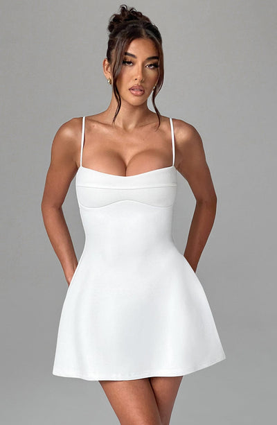 Women’s Mini Dress - A-Line Silhouette - Sweetheart Neckline - Spaghetti Straps