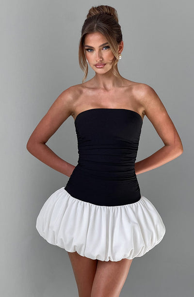 Women’s Strapless Mini Dress - Fitted Bodice - Bubble Skirt - Elegant Party Wear