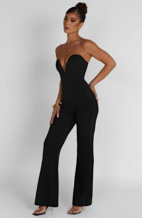 Women’s Strapless Jumpsuit - Sweetheart Neckline - Wide Leg - Elegant Fit