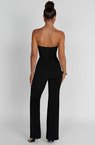 Women’s Strapless Jumpsuit - Sweetheart Neckline - Wide Leg - Elegant Fit
