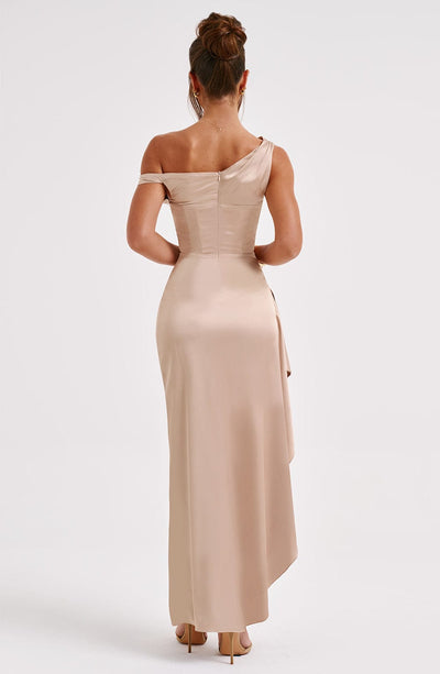 Women's Evening Gown - One Shoulder - High Slit - Floor Length Elegant Formal Dress