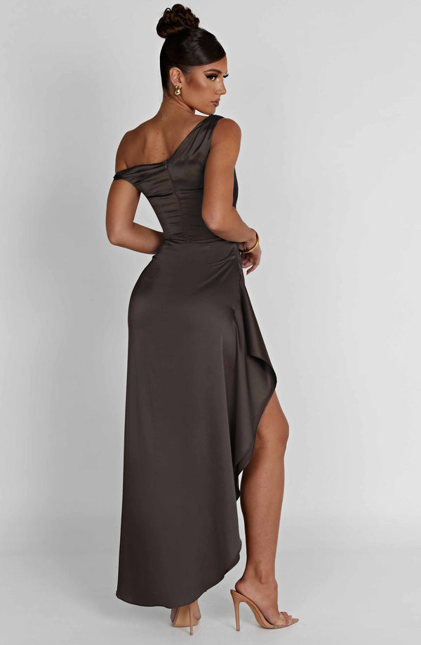 Women's Evening Gown - One Shoulder - High Slit - Floor Length Elegant Formal Dress