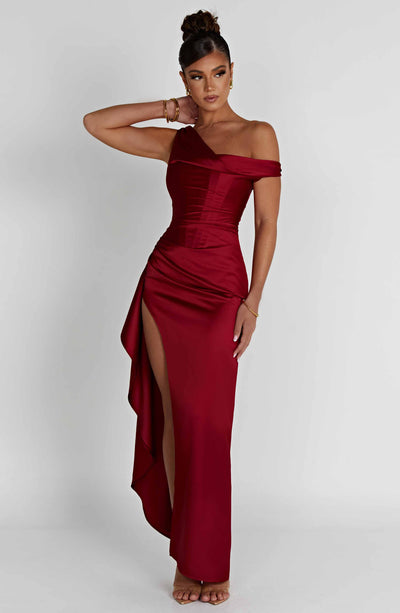 Women's Evening Gown - One Shoulder - High Slit - Floor Length Elegant Formal Dress