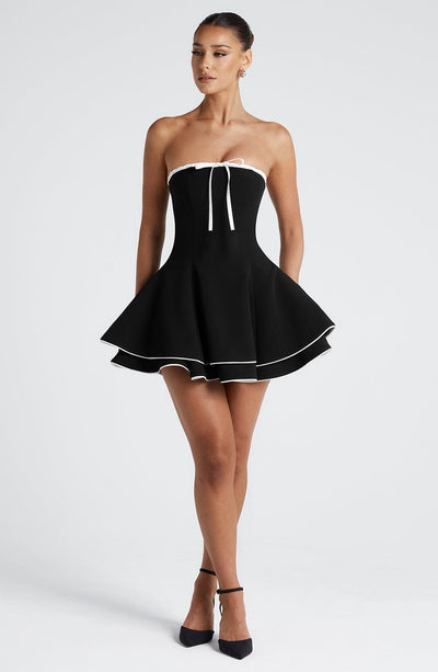 Women’s Strapless Mini Dress - Fit and Flare - Bow Detail - Structured Party Wear