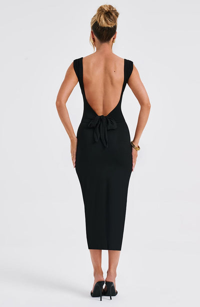 Women’s Bodycon Midi Dress - Square Neckline - Sleeveless - Stretch Fit Elegant Style
