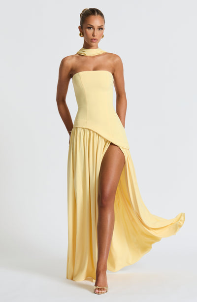 Women’s Evening Gown – Strapless Asymmetrical Neckline – A-Line Silhouette – Formal Wear