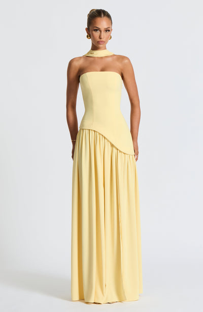 Women’s Evening Gown – Strapless Asymmetrical Neckline – A-Line Silhouette – Formal Wear