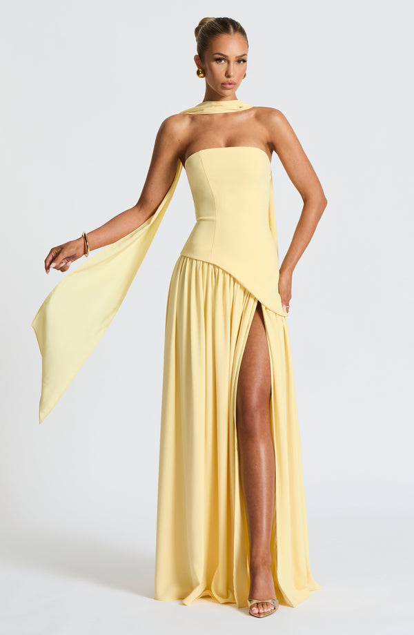 Women’s Evening Gown – Strapless Asymmetrical Neckline – A-Line Silhouette – Formal Wear
