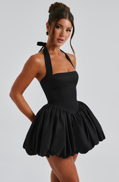 Women's Strapless Mini Dress - Fitted Bodice - Voluminous Tutu Skirt - Elegant Party Wear