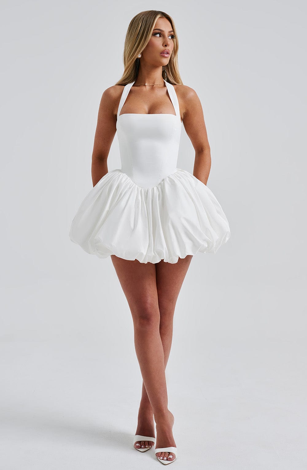 Women's Strapless Mini Dress - Fitted Bodice - Voluminous Tutu Skirt - Elegant Party Wear