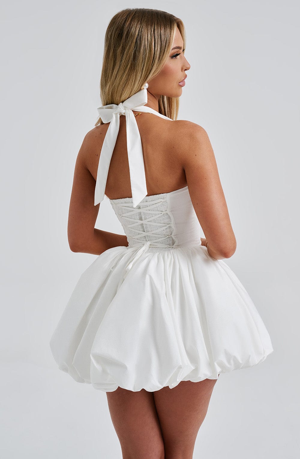 Women's Strapless Mini Dress - Fitted Bodice - Voluminous Tutu Skirt - Elegant Party Wear