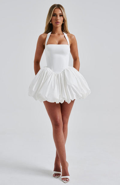 Women's Strapless Mini Dress - Fitted Bodice - Voluminous Tutu Skirt - Elegant Party Wear