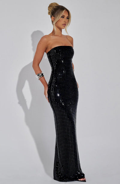 Women’s Evening Gown - Strapless Sequin - Floor Length Formal Elegant Dress