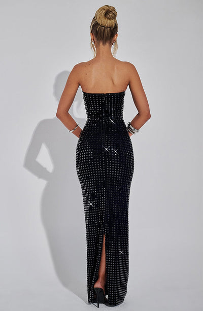 Women’s Evening Gown - Strapless Sequin - Floor Length Formal Elegant Dress
