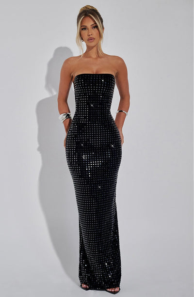 Women’s Evening Gown - Strapless Sequin - Floor Length Formal Elegant Dress
