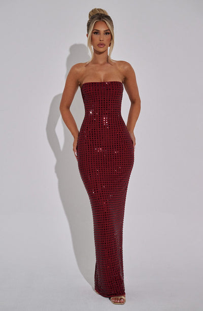 Women’s Evening Gown - Strapless Sequin - Floor Length Formal Elegant Dress