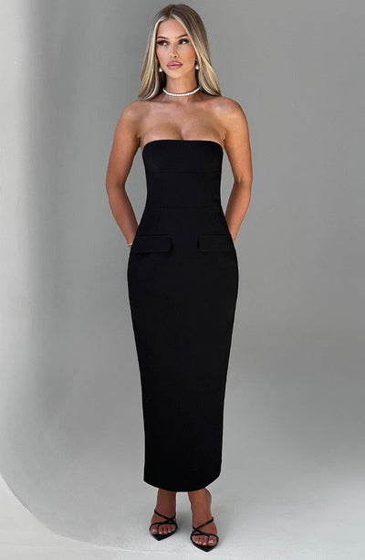Women’s Evening Dress - Strapless Bodycon Fit - Ankle Length - Elegant Formalwear