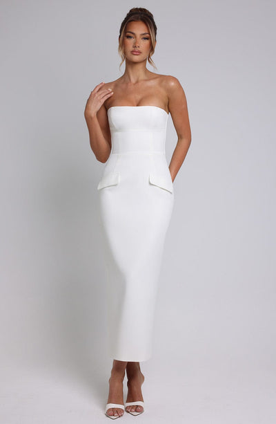 Women’s Evening Dress - Strapless Bodycon Fit - Ankle Length - Elegant Formalwear
