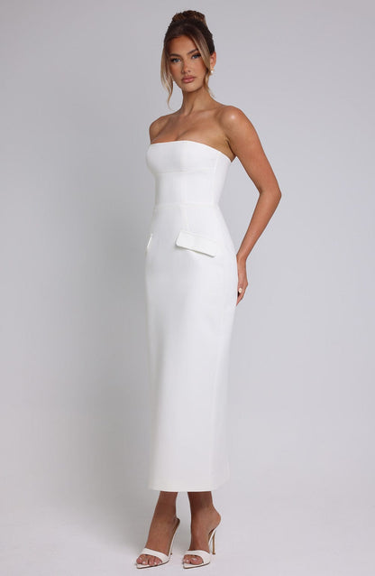 Women’s Evening Dress - Strapless Bodycon Fit - Ankle Length - Elegant Formalwear