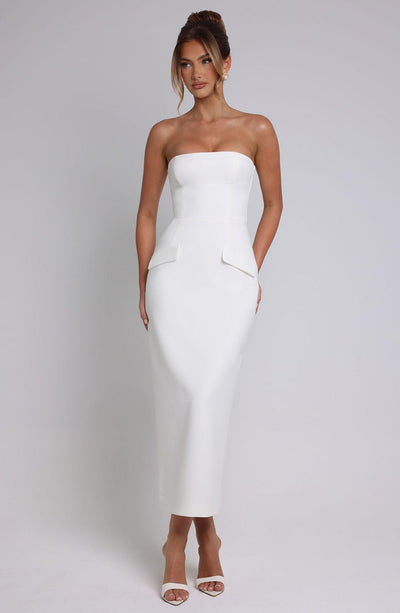 Women’s Evening Dress - Strapless Bodycon Fit - Ankle Length - Elegant Formalwear
