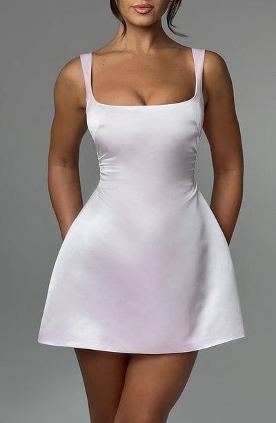 Women’s Sleeveless Dress - Fitted Bodice - A-Line Silhouette - Square Neck Elegant Fit