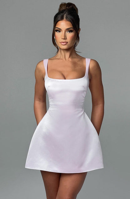 Women’s Sleeveless Dress - Fitted Bodice - A-Line Silhouette - Square Neck Elegant Fit