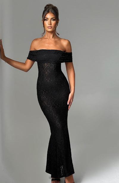 Women’s Evening Gown - Off Shoulder Lace - Floor Length - Elegant Formal Fit