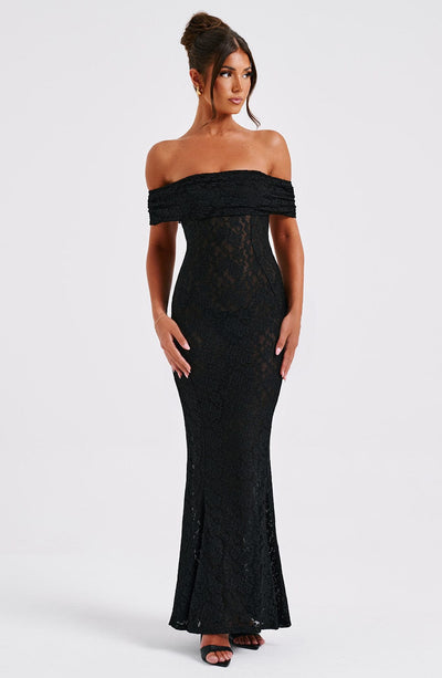 Women’s Evening Gown - Off Shoulder Lace - Floor Length - Elegant Formal Fit