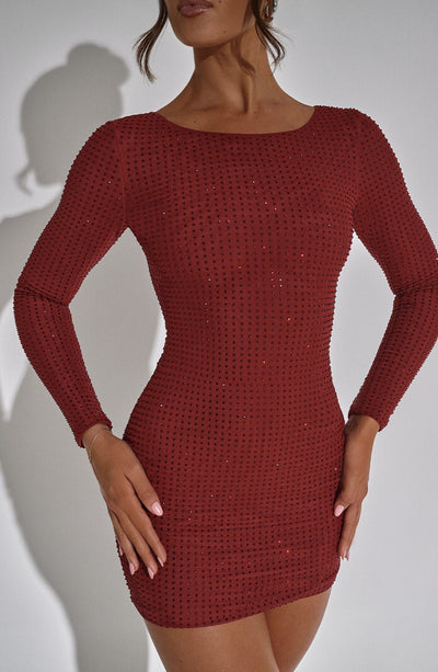 Women’s Bodycon Dress – Long Sleeve – Mini Length – Shimmer Detail – Elegant Fit